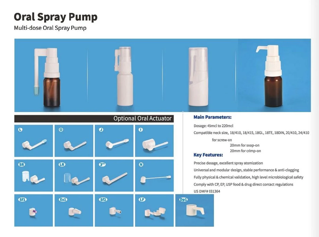 Plastic Spray Bottles Nasal Spray Pump/Oral Spray Pump/Ear Spray Pump/Pet Liquid Bottles/Vaccaine Applicator/Dry Powder Inhaler