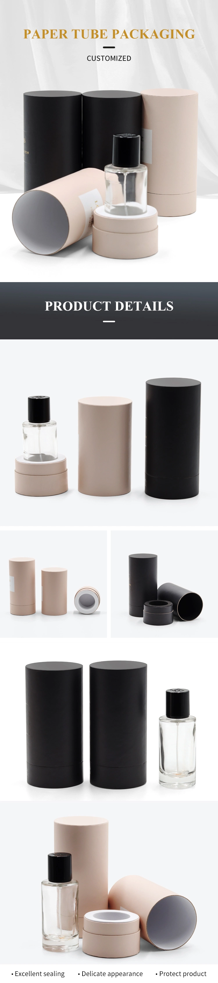 Firstsail Gift White Cardboard Cylinder Packaging Makeup Cosmetic Lotion Reed Diffuser Aroma Perfume Essential Oil Bottle with Paper Tube