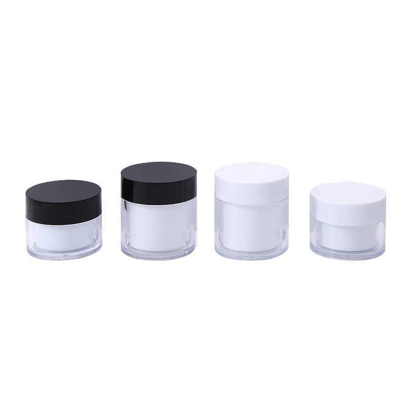 30g 50g Round Shape Plastic Bottle Transparent Double Wall Thick Cream Jar with Screw Cap for Cosmetic Packaging