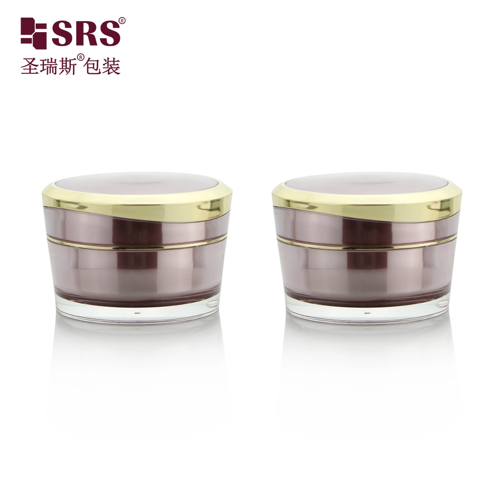 Empty Luxury 5g 15g 30g 50g Acrylic Skincare Plastic Double Wall Cosmetic Face Cream Plastic Jars Packaging