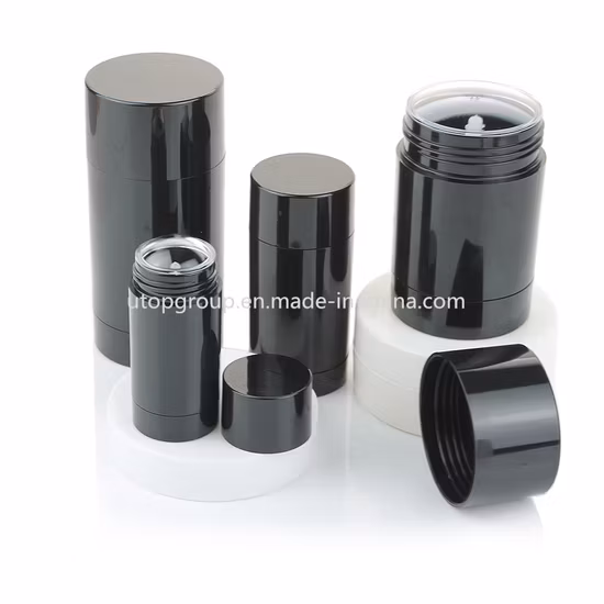 Round Twist up Salve Plastic Deodorant Tube 15ml 30ml 50ml 75g Black White Clear Empty Plastic Deodorant Stick Container