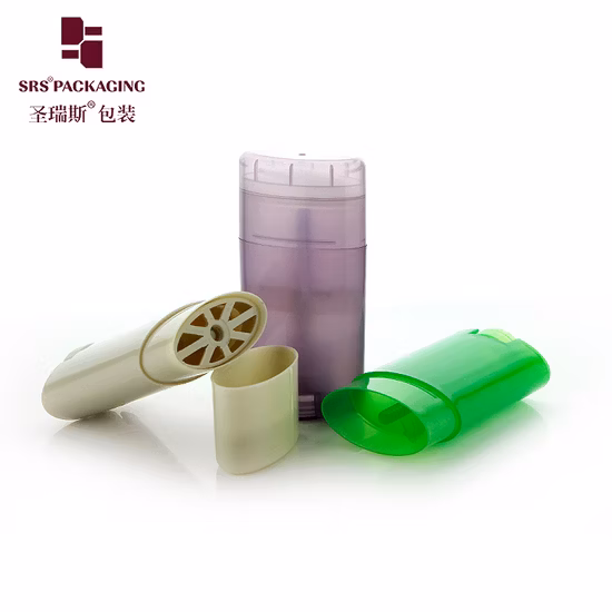 High Quality Custom Color Empty Oval Plastic Deodorant Stick Container 15g 40g 50g 75g